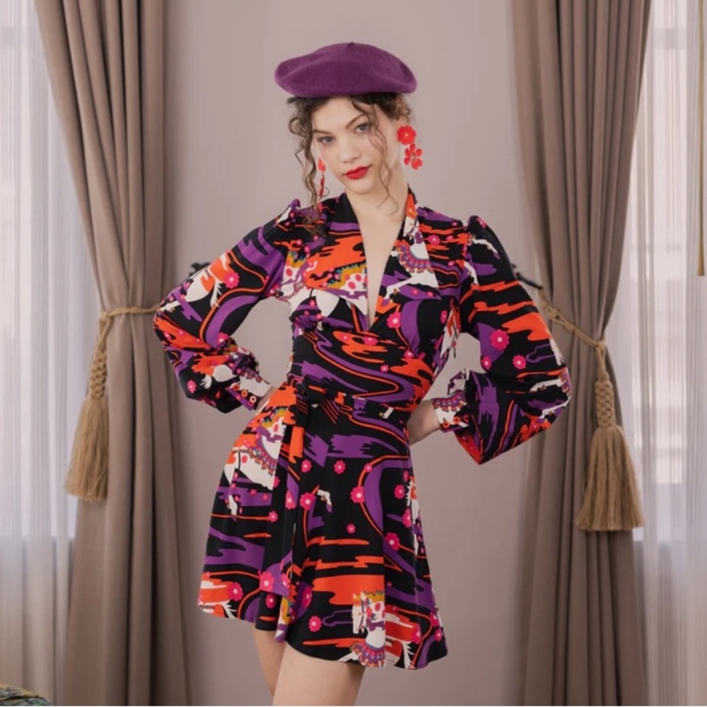 Size 12 Trashy Diva Carousel Ponies Babe Long Sleeve Dress EUC